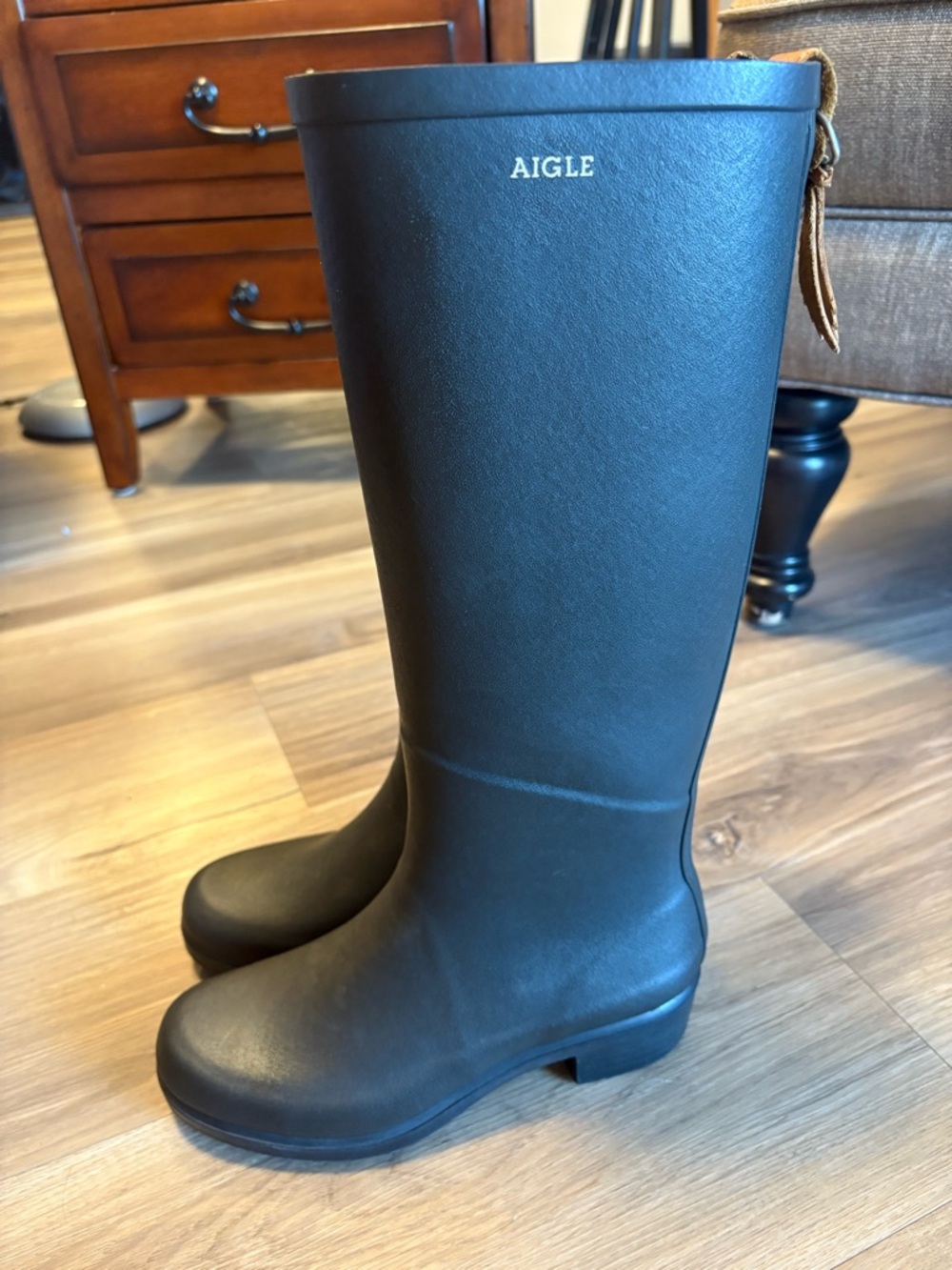 Aigle Myrica Heeled Rain Boot in Noir (Black)